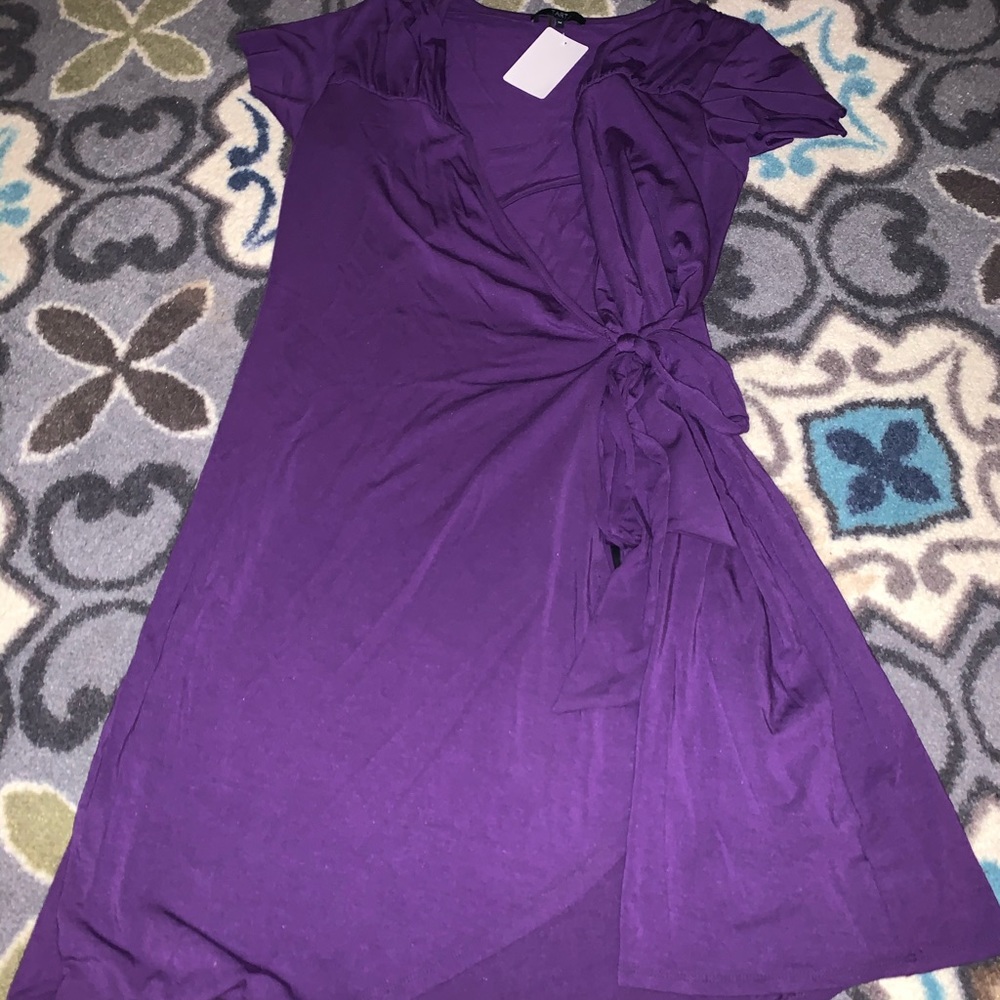purple wrap dress